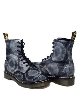 Dr. Martens Tie Dye Leather Pascal Black Grey Classic Women's Size US 8 EU 39